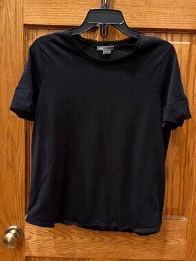Vince Black Frayed Neck T Shirt, Black XL